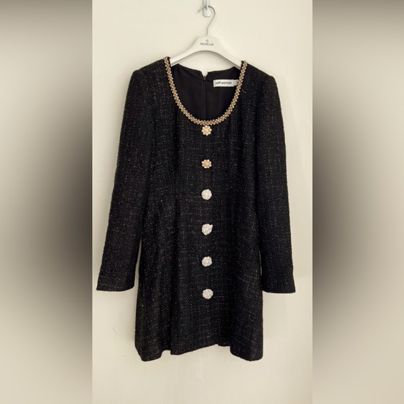 Self Portrait BLACK BOUCLE MINI DRESS - Picture 2 of 3